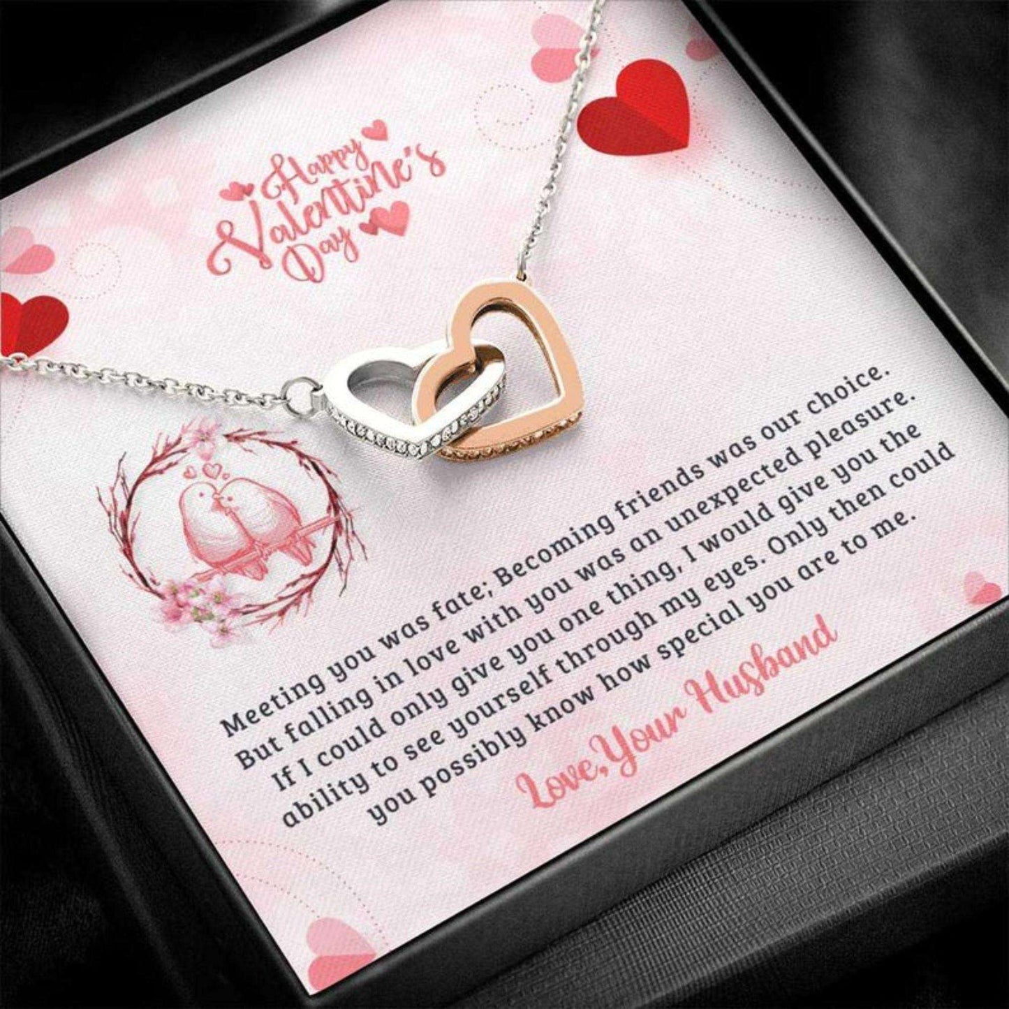 Wife Necklace, Interlocking Hearts To My Wife Valentines Day Necklace Gift, Anniversary Gift, To My Wife Necklace For Karwa Chauth Rakva