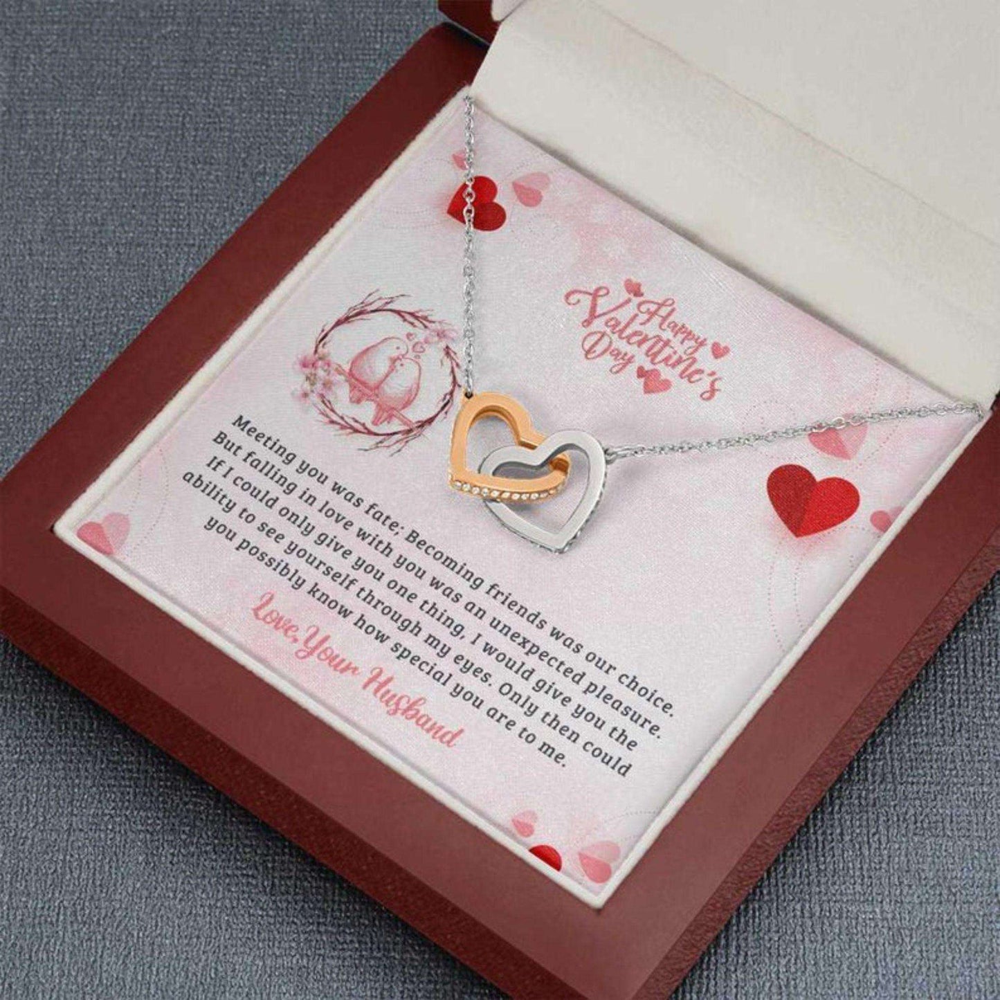 Wife Necklace, Interlocking Hearts To My Wife Valentines Day Necklace Gift, Anniversary Gift, To My Wife Necklace For Karwa Chauth Rakva