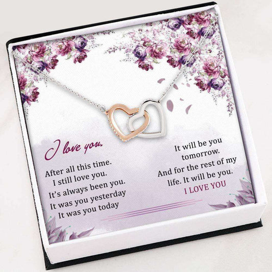 Wife Necklace, Love Gifts For Her “ I Still Love You Necklace “ Interlocking Hearts Necklace With Gift Box For Karwa Chauth Rakva