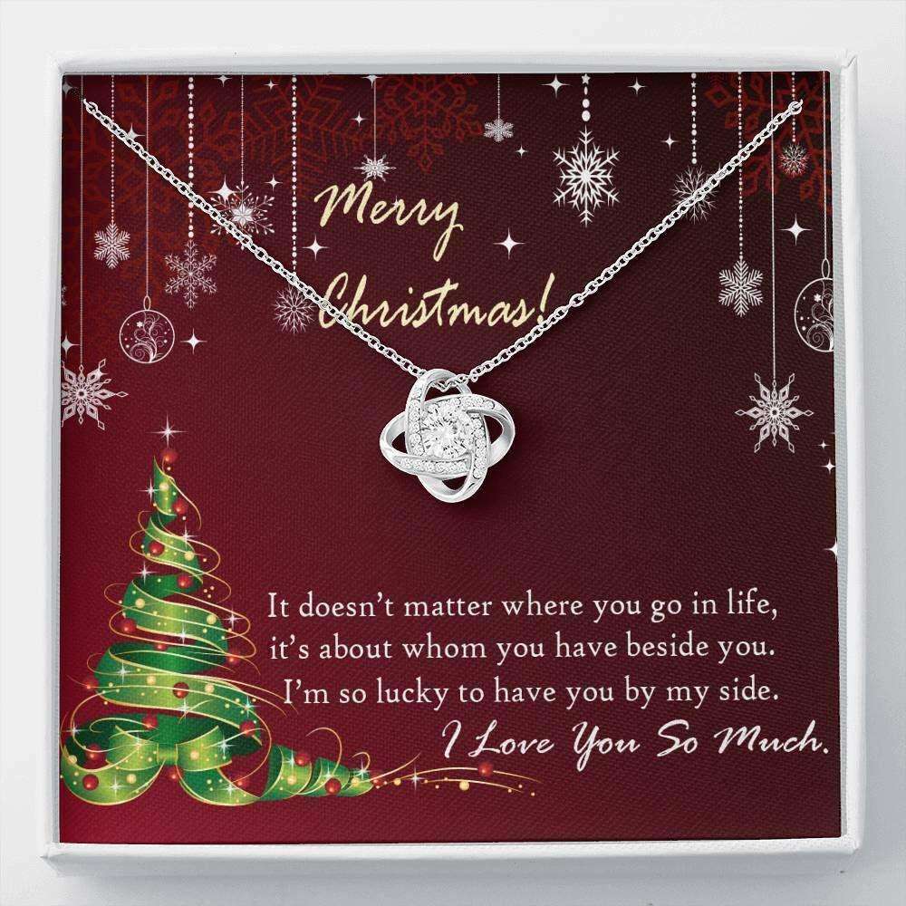 Wife Necklace, Love Knot Necklace Christmas To My Wife “ Girlfriend So Lucky To For Karwa Chauth Rakva