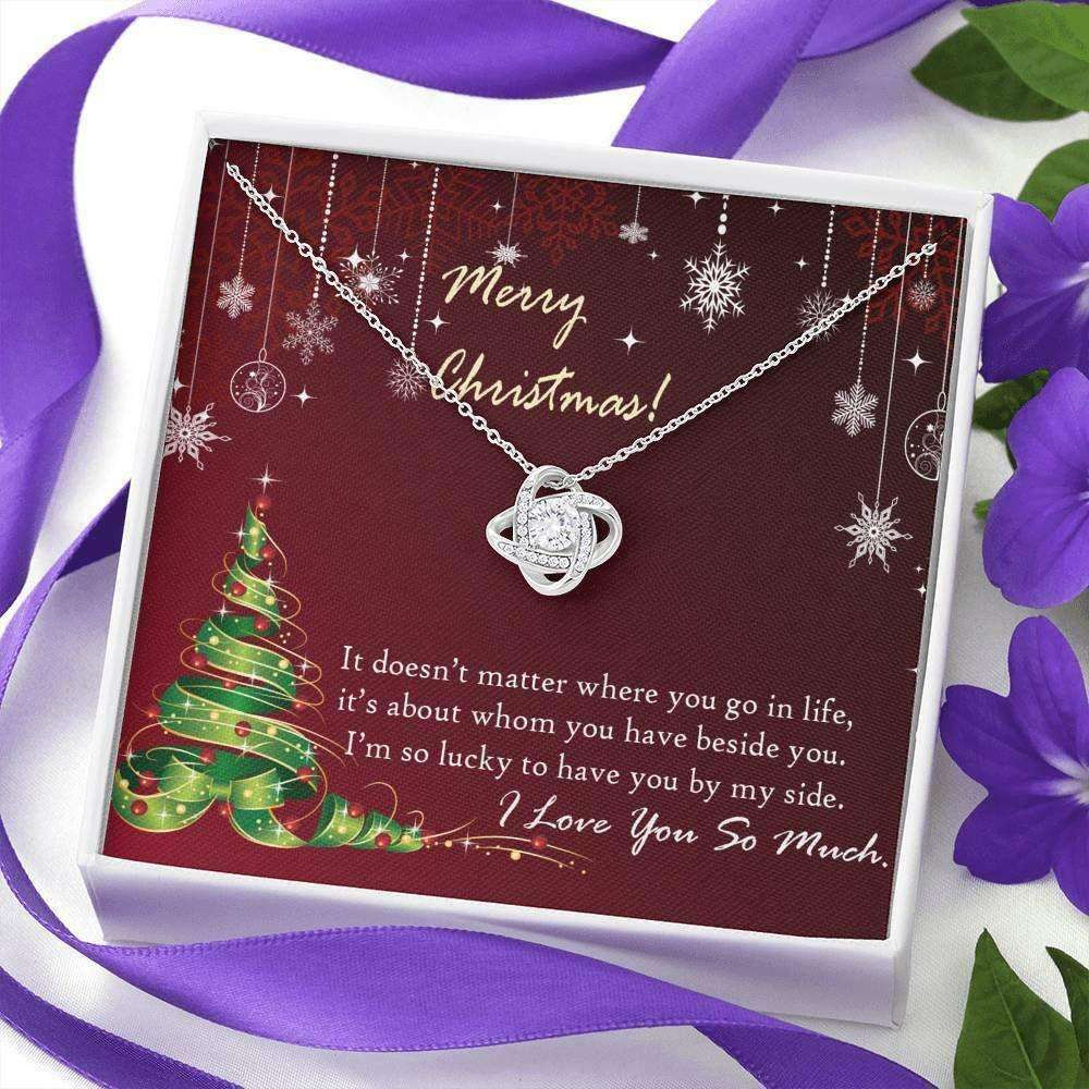 Wife Necklace, Love Knot Necklace Christmas To My Wife “ Girlfriend So Lucky To For Karwa Chauth Rakva