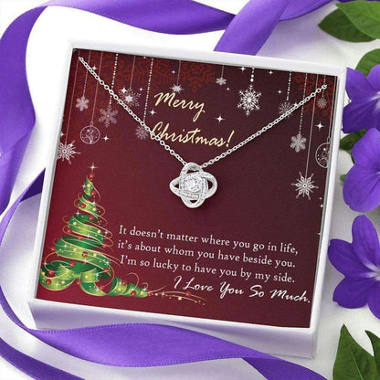 Wife Necklace, Love Knot Necklace Christmas To My Wife “ Girlfriend So Lucky To For Karwa Chauth Rakva