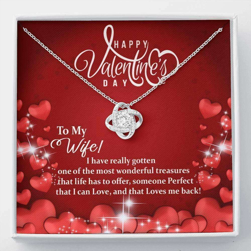 Wife Necklace, Love Knot Necklace Valentines Gift For Wife Jewelry Gift “ Most Wonderful Treasure For Karwa Chauth Rakva