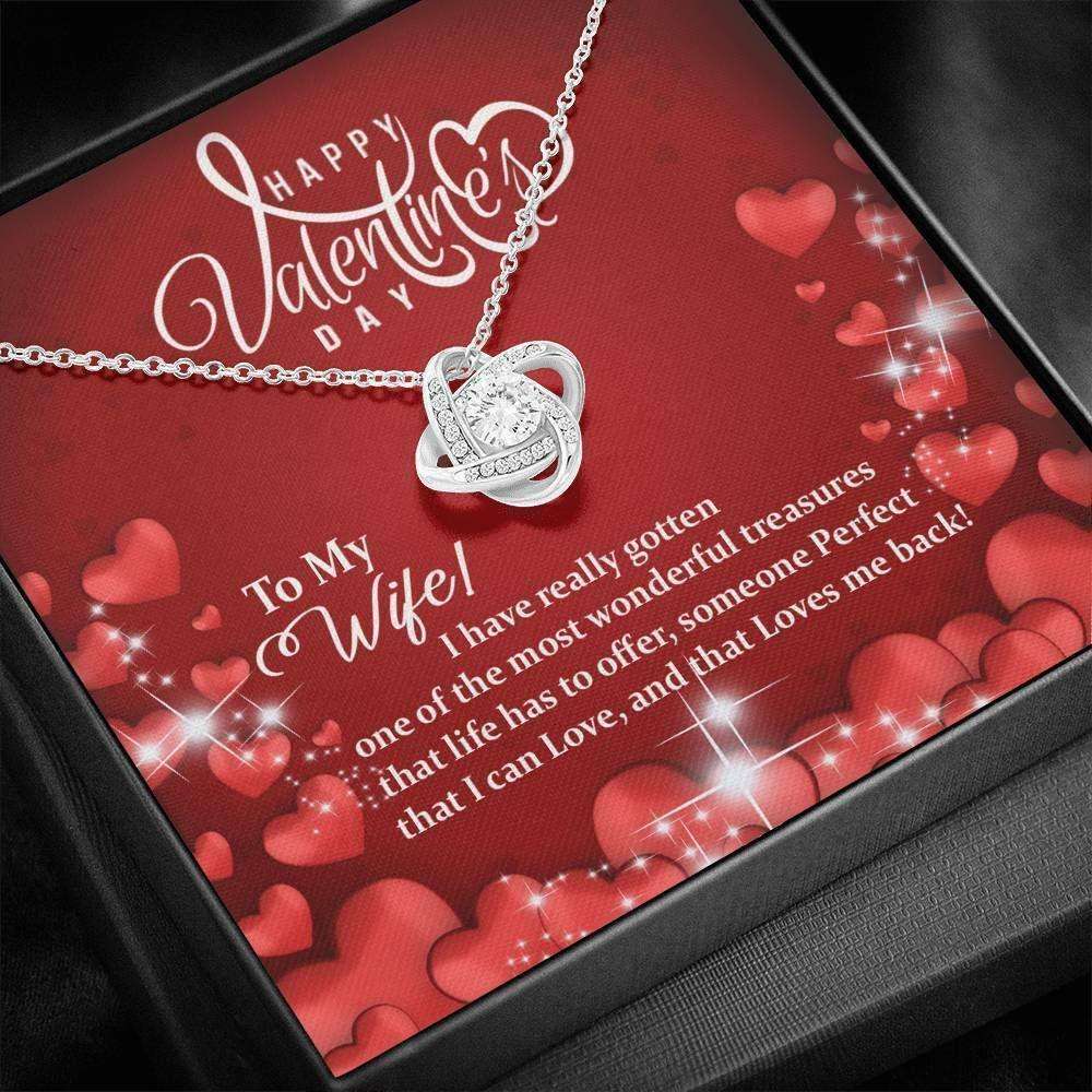 Wife Necklace, Love Knot Necklace Valentines Gift For Wife Jewelry Gift “ Most Wonderful Treasure For Karwa Chauth Rakva