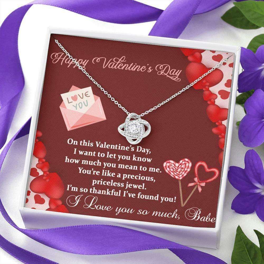 Wife Necklace, Love Knot Necklace Valentines Gift For Wife Jewelry Gift “ Thankful I Found You! For Karwa Chauth Rakva