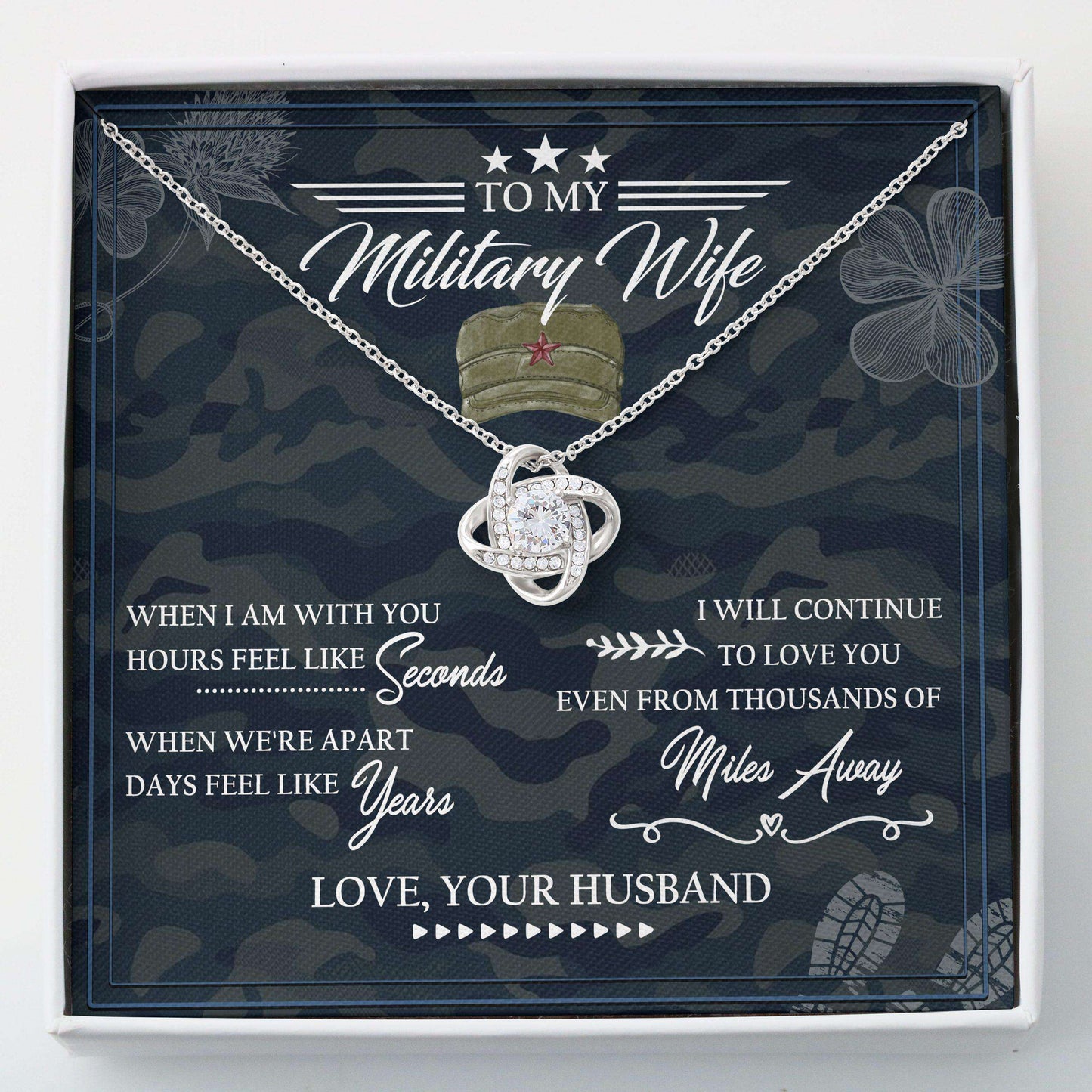 Wife Necklace, Love Knots Necklace “ To My Military Wife Veteran Wife Necklace Gifts For Karwa Chauth Rakva