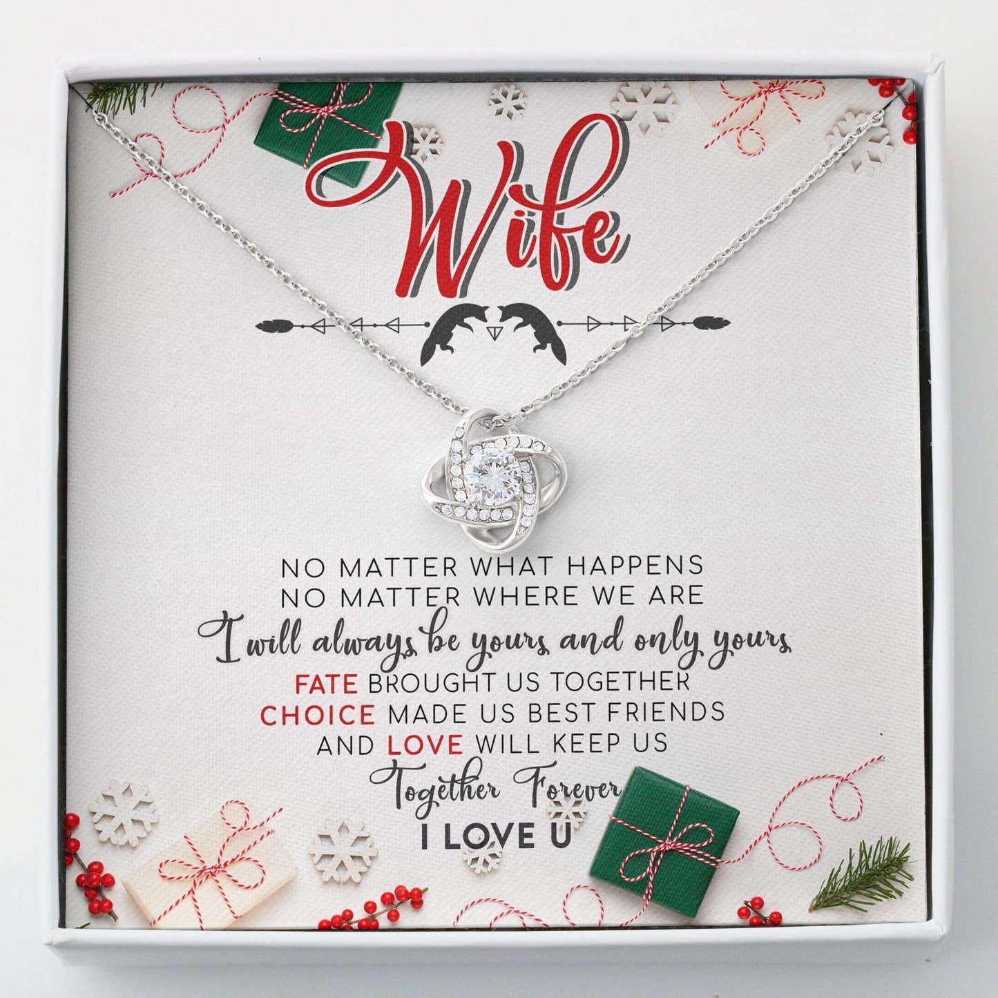 Wife Necklace, Love Knots “ To My Wife Christmas Gifts Necklace For Karwa Chauth Rakva