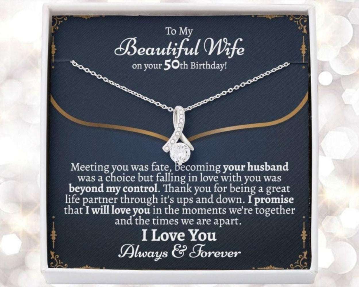 Wife Necklace, Meaningful Wife 50Th Birthday Necklace Gift, Birthday Necklace Gift For Wife Turning 50, Gift For Wife 50Th Birthday For Karwa Chauth Rakva