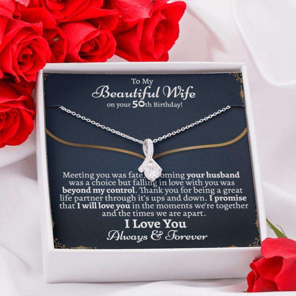 Wife Necklace, Meaningful Wife 50Th Birthday Necklace Gift, Birthday Necklace Gift For Wife Turning 50, Gift For Wife 50Th Birthday For Karwa Chauth Rakva