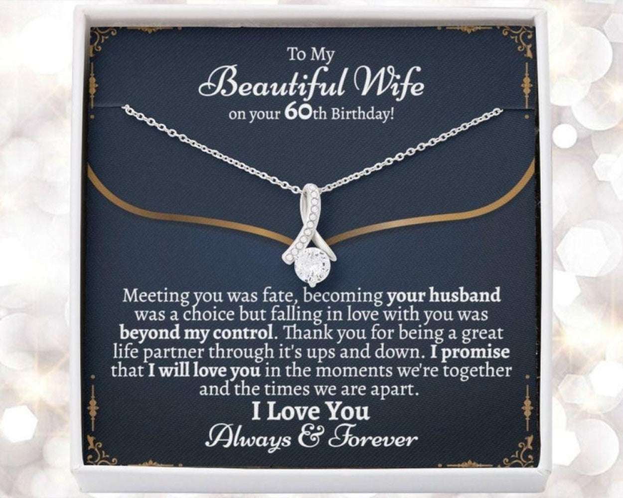 Wife Necklace, Meaningful Wife 60Th Birthday Necklace Gift, Birthday Necklace Gift For Wife Turning 60, Gift For Wife 60Th Birthday For Karwa Chauth Rakva