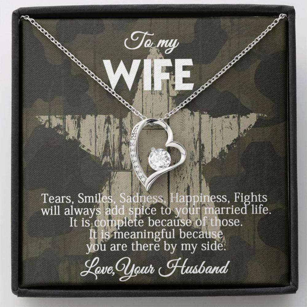 Wife Necklace, Military Wife Necklace Gift, Husband To Wife Gifts, Deployment Gift For Army Wife, Navy Wife Necklace For Karwa Chauth Rakva