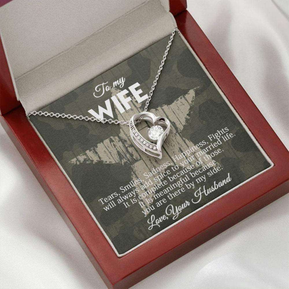 Wife Necklace, Military Wife Necklace Gift, Husband To Wife Gifts, Deployment Gift For Army Wife, Navy Wife Necklace For Karwa Chauth Rakva