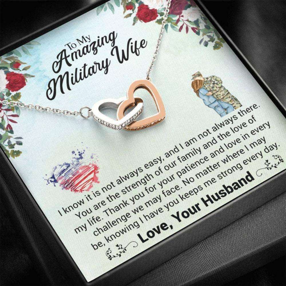 Wife Necklace, Military Wife Necklace “ Long Distance Wife Gift “ Wife Necklace Card “ Army Wife Necklace “ Best Navy Wife For Karwa Chauth Rakva