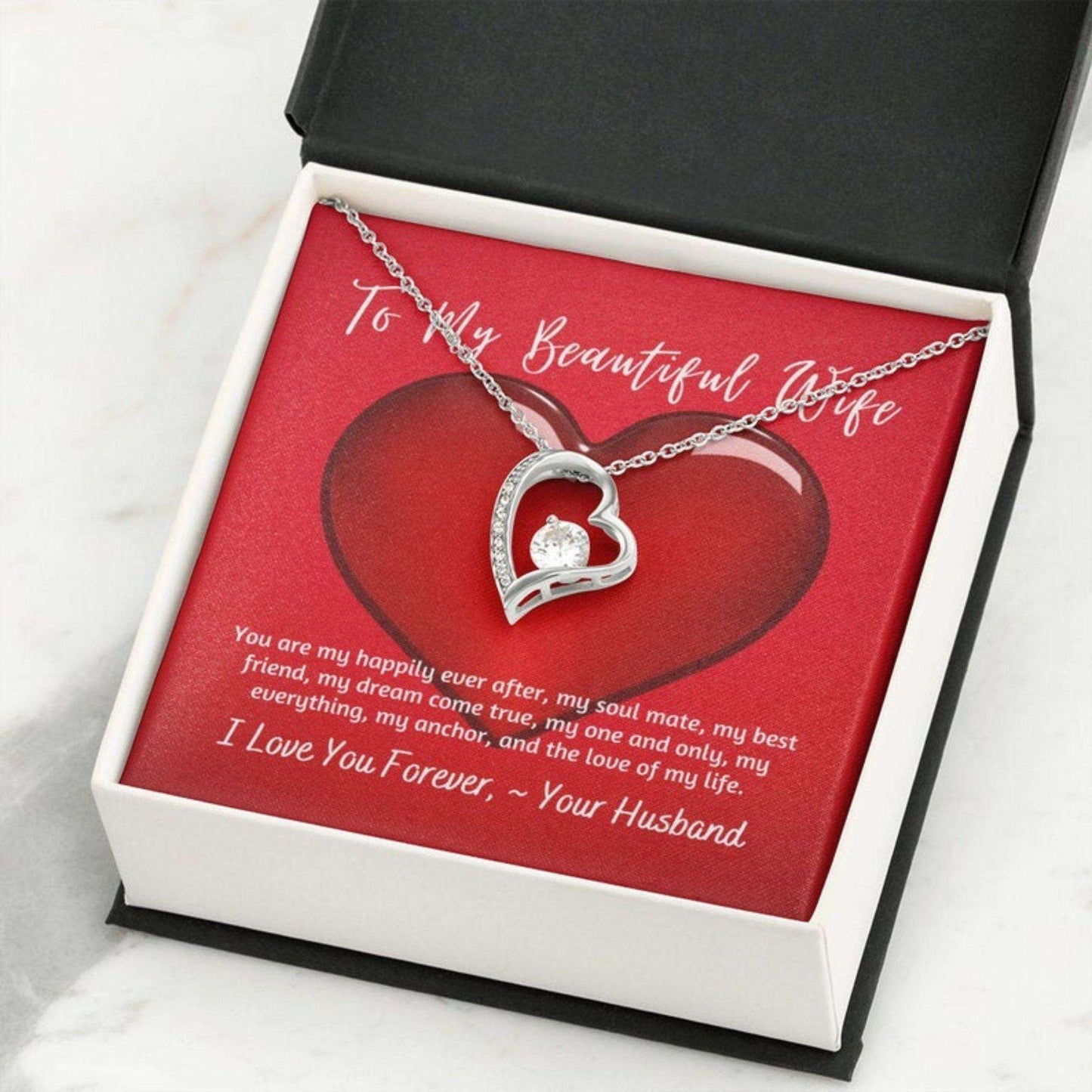 Wife Necklace, My Beautiful Wife Forever Love Heart Necklace / Gift For Valentine’S Day Anniversary Birthday Necklace For Karwa Chauth Rakva