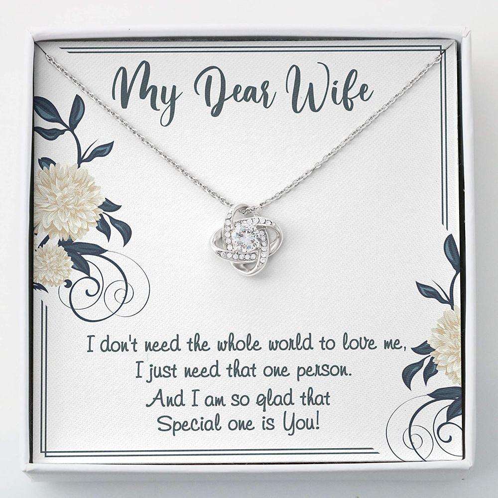 Wife Necklace “ My Dear Wife Valentines Day “ Love Knots “ Necklace With Gift Box For Birthday Christmas For Karwa Chauth Rakva