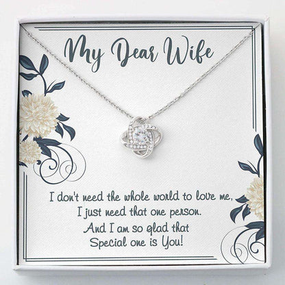 Wife Necklace “ My Dear Wife Valentines Day “ Love Knots “ Necklace With Gift Box For Birthday Christmas For Karwa Chauth Rakva