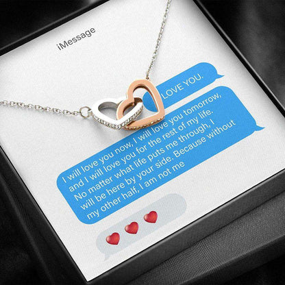 Wife Necklace, My Love Necklace “ Message Card For Love “ Interlocking Hearts Necklace With Gift Box For Karwa Chauth Rakva