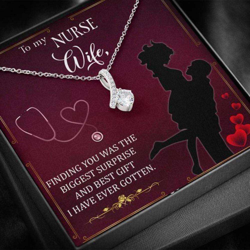 Wife Necklace “ Necklace For Wife “ Beauty Necklace With Message Card To My Nurse Wife For Karwa Chauth Rakva