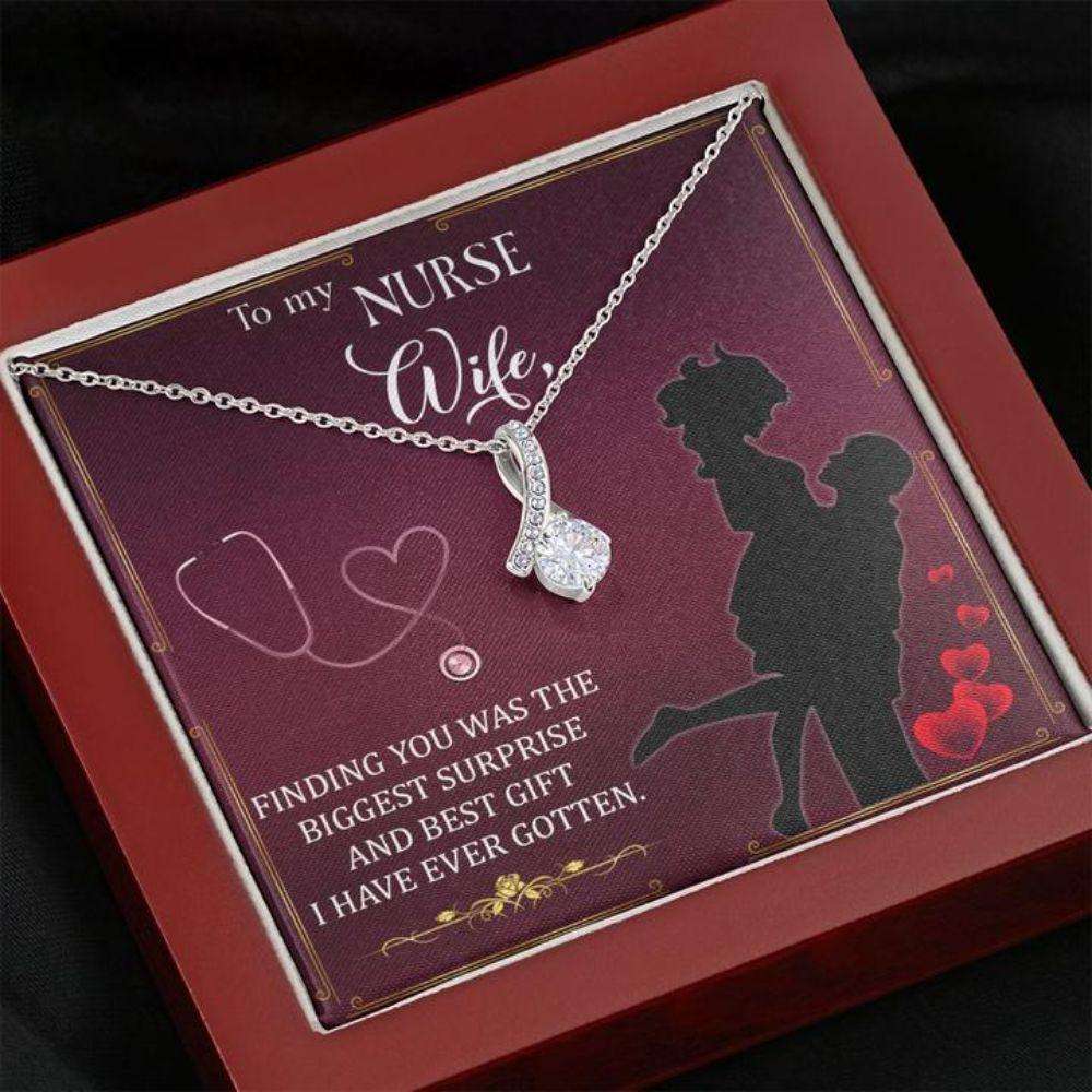 Wife Necklace “ Necklace For Wife “ Beauty Necklace With Message Card To My Nurse Wife For Karwa Chauth Rakva