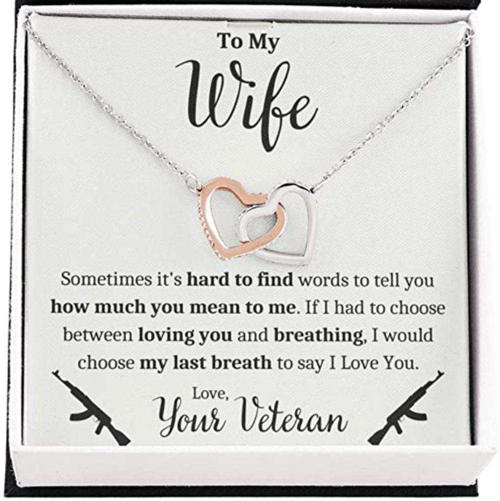 Wife Necklace, Necklace For Wife From Veteran Husband To My Wife”Veteran “ Breathing” Necklace For Karwa Chauth Rakva