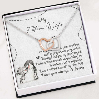 Wife Necklace, Necklace For Wife “ Future Wife Gift Jewelry Wedding Gift “ Interclocking Hearts For Karwa Chauth Rakva