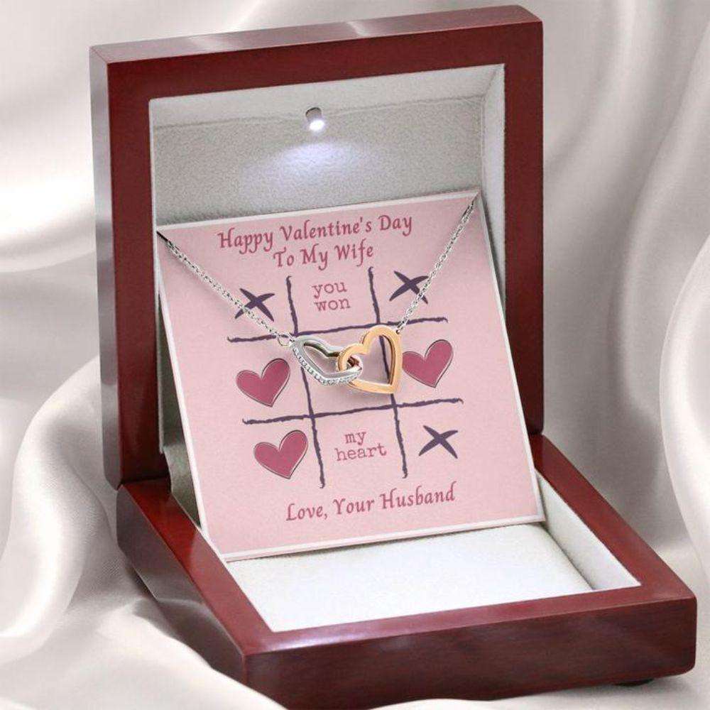 Wife Necklace “ Necklace For Wife “ Gift Necklace Message Card “ To My Wife Tic Tac Toe Happy Valentine’S Day For Karwa Chauth Rakva