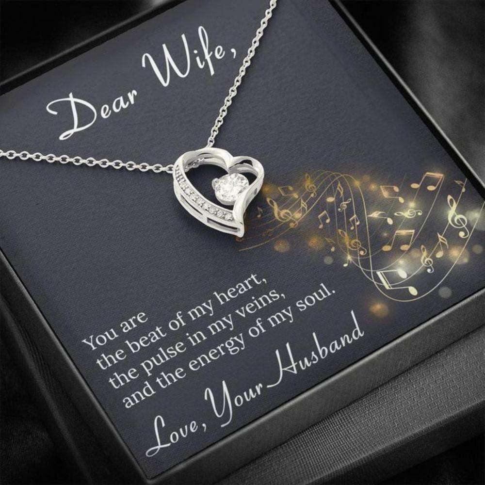 Wife Necklace “ Necklace For Wife “ Gift Necklace Message Card “ To Wife “ Musician “ Beat Of My Heart For Karwa Chauth Rakva