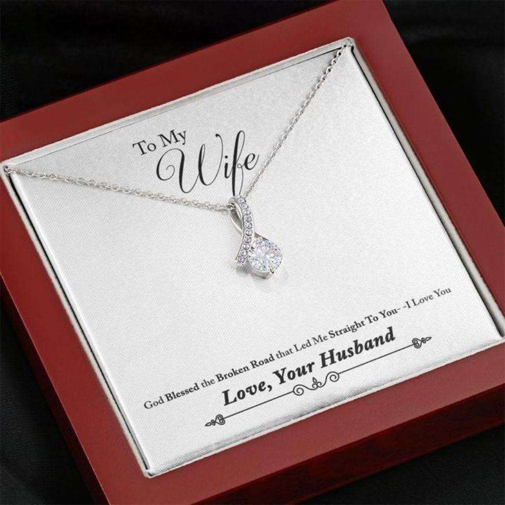 Wife Necklace “ Necklace For Wife “ Gift Necklace With Message Card Broken Road To Wife For Karwa Chauth Rakva