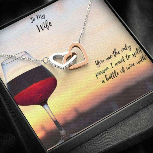 Wife Necklace “ Necklace For Wife “ Gift Necklace With Message Card Split Wine To Wife For Karwa Chauth Rakva