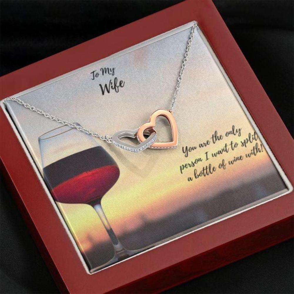 Wife Necklace “ Necklace For Wife “ Gift Necklace With Message Card Split Wine To Wife For Karwa Chauth Rakva