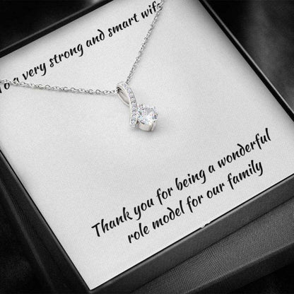 Wife Necklace “ Necklace For Wife “ Gift Necklace With Message Card Strong And Smart Wife For Karwa Chauth Rakva