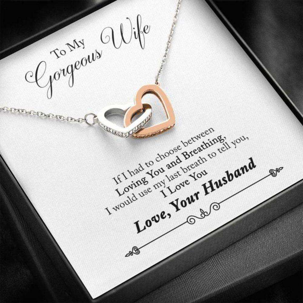 Wife Necklace “ Necklace For Wife “ Gift Necklace With Message Card To My Gorgeous Wife For Karwa Chauth Rakva