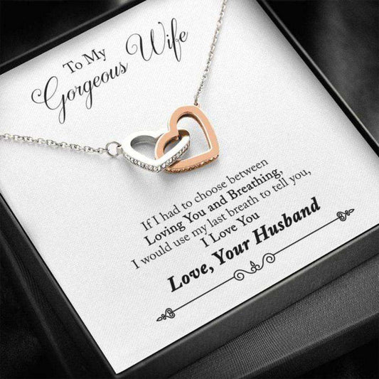 Wife Necklace “ Necklace For Wife “ Gift Necklace With Message Card To My Gorgeous Wife For Karwa Chauth Rakva