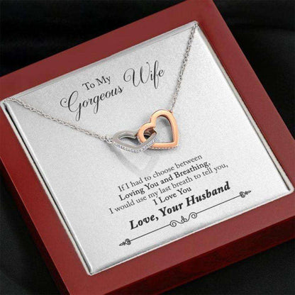 Wife Necklace “ Necklace For Wife “ Gift Necklace With Message Card To My Gorgeous Wife For Karwa Chauth Rakva