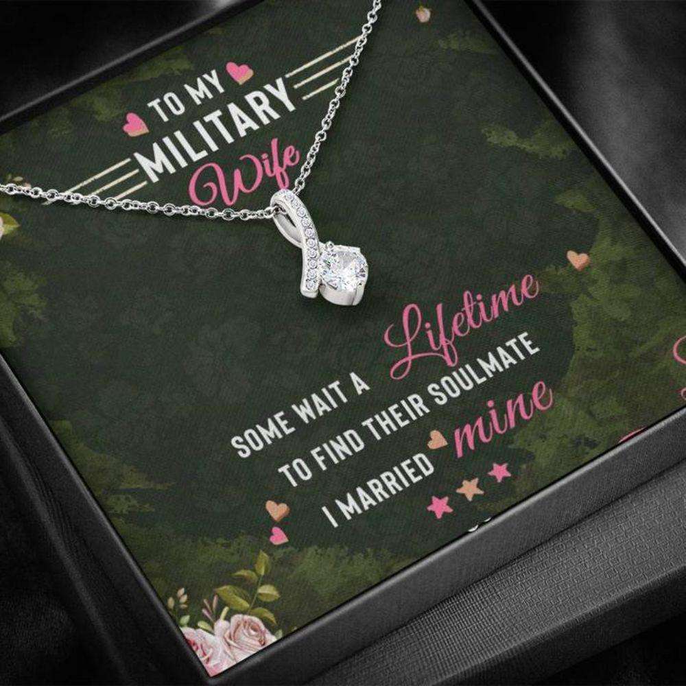 Wife Necklace “ Necklace For Wife “ Gift Necklace With Message Card To My Military Wife For Karwa Chauth Rakva