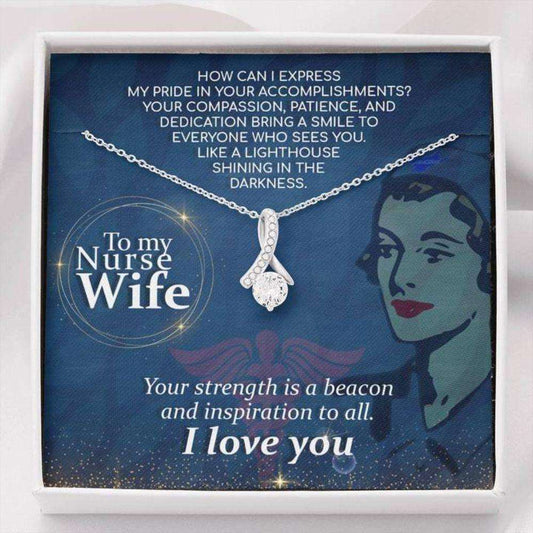 Wife Necklace “ Necklace For Wife “ Gift Necklace With Message Card To My Nurse Wife For Karwa Chauth Rakva