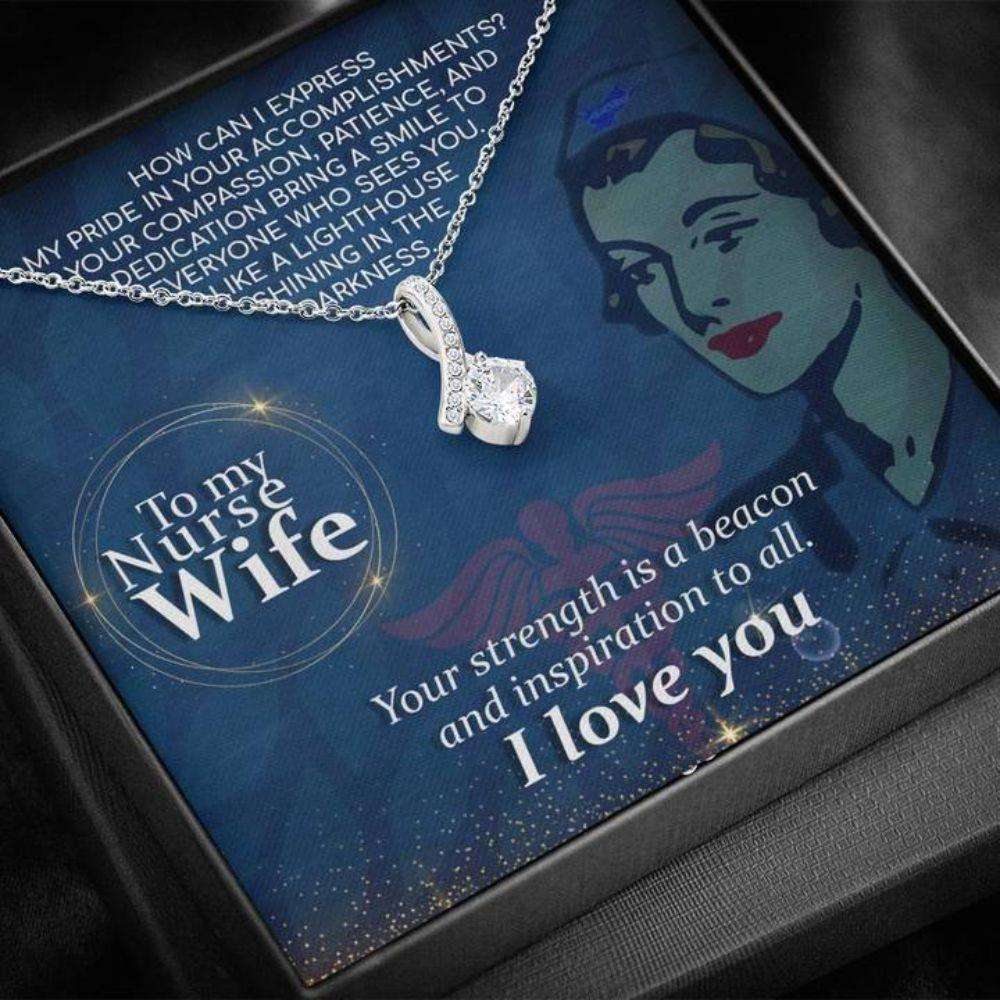 Wife Necklace “ Necklace For Wife “ Gift Necklace With Message Card To My Nurse Wife For Karwa Chauth Rakva