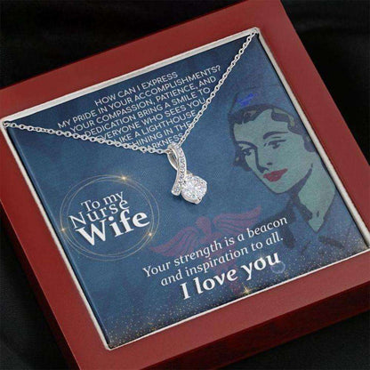 Wife Necklace “ Necklace For Wife “ Gift Necklace With Message Card To My Nurse Wife For Karwa Chauth Rakva