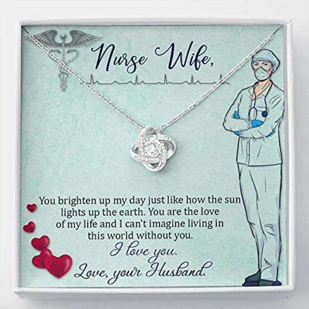 Wife Necklace, Necklace For Wife “ Gift Necklace With Message Card To My Nurse Wife Red Heart For Karwa Chauth Rakva