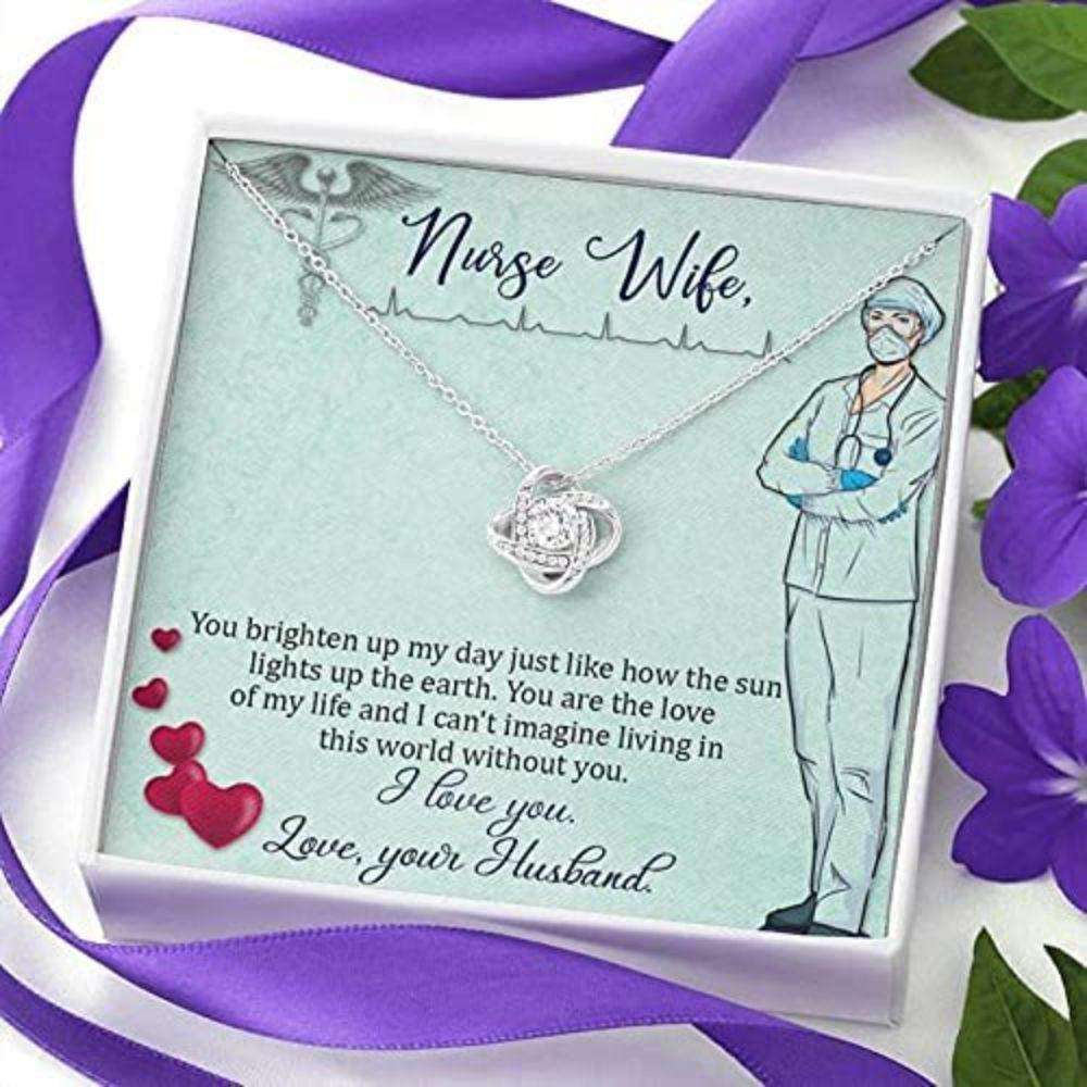 Wife Necklace, Necklace For Wife “ Gift Necklace With Message Card To My Nurse Wife Red Heart For Karwa Chauth Rakva