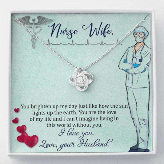 Wife Necklace “ Necklace For Wife “ Gift Necklace With Message Card To My Nurse Wife Red Heart For Karwa Chauth Rakva