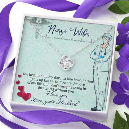 Wife Necklace “ Necklace For Wife “ Gift Necklace With Message Card To My Nurse Wife Red Heart For Karwa Chauth Rakva