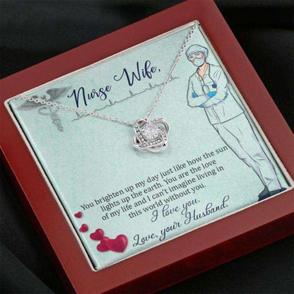 Wife Necklace “ Necklace For Wife “ Gift Necklace With Message Card To My Nurse Wife Red Heart For Karwa Chauth Rakva