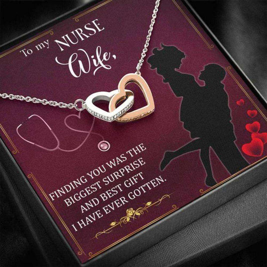 Wife Necklace “ Necklace For Wife “ Hearts Necklace With Message Card To My Nurse Wife For Karwa Chauth Rakva