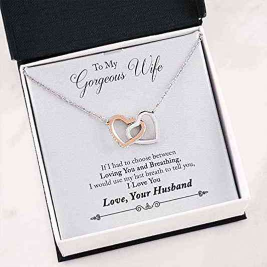 Wife Necklace “ Necklace For Wife With Message Card To My Gorgeous Wife From Husband For Karwa Chauth Rakva