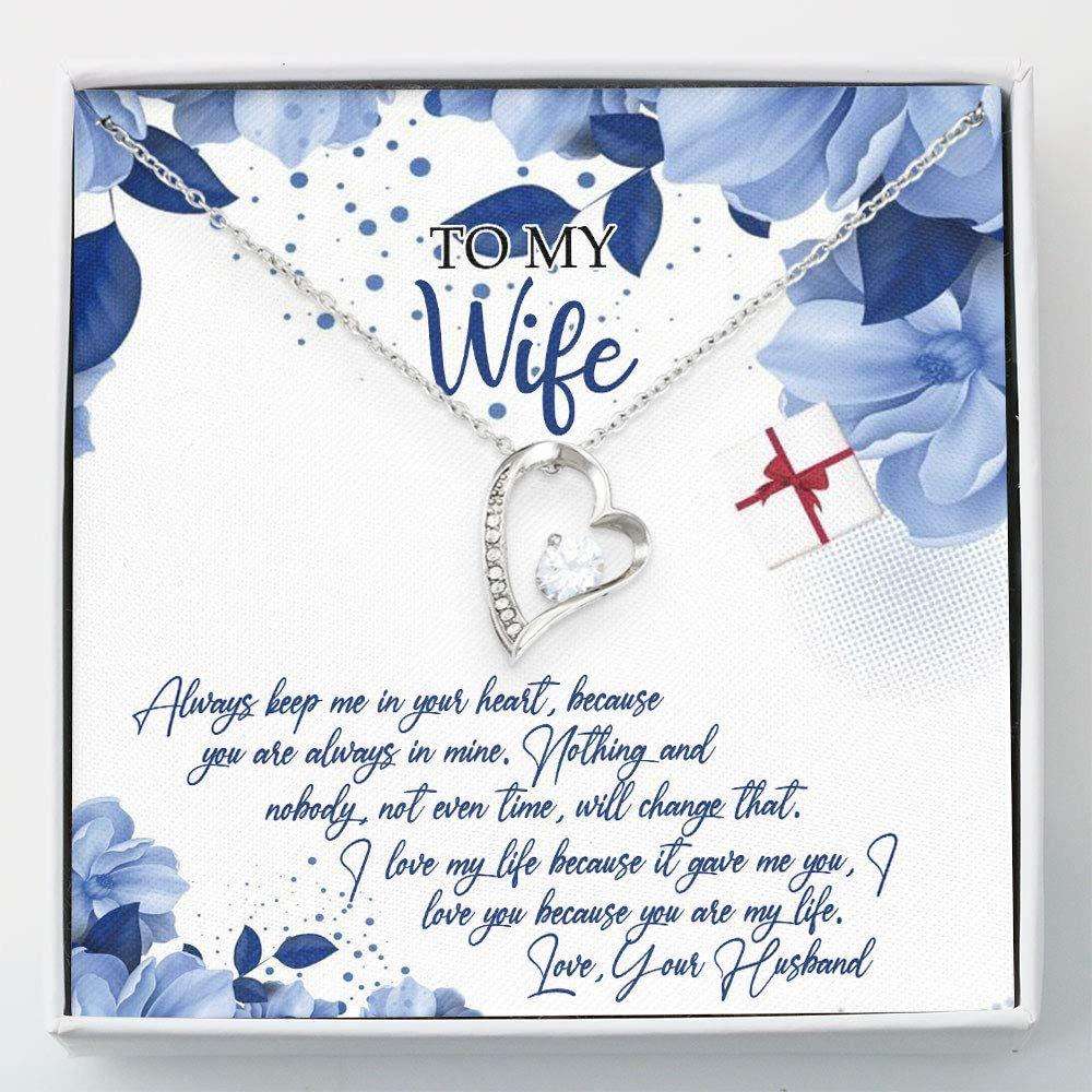 Wife Necklace, Necklace For Women Girl “ To My Wife Valentines Day Gift “ Necklace With Gift Box For Karwa Chauth Rakva