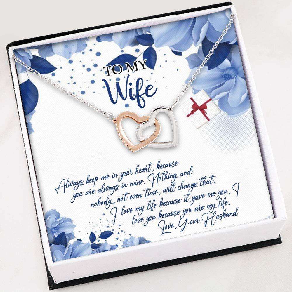 Wife Necklace, Necklace For Women Girl “ To My Wife Valentines Day Gift “ Necklace With Gift Box For Karwa Chauth Rakva