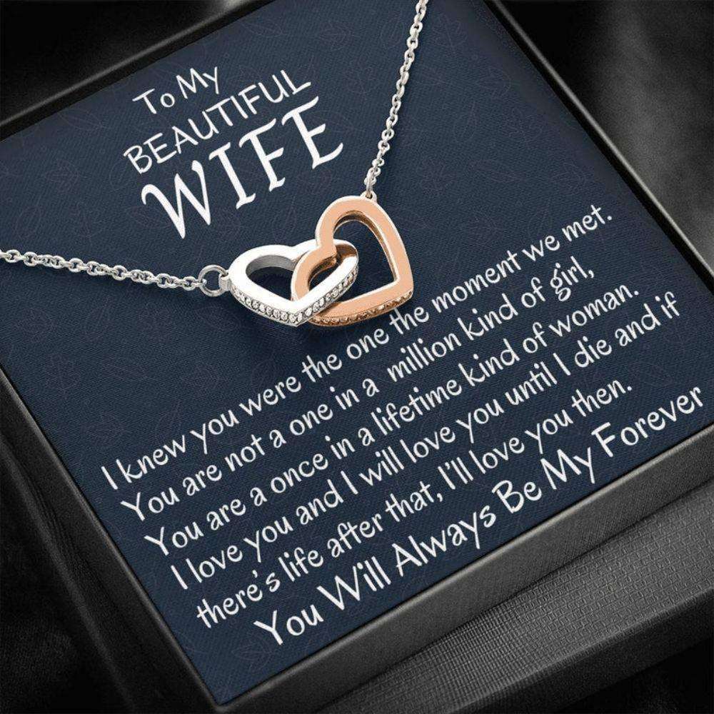 Wife Necklace, Necklace Gift For Her, Anniversary Necklace Gift Necklace, Birthday Gift, Interlocking Hearts Necklace Gift For Her, Gift For Wife For Karwa Chauth Rakva