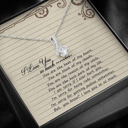 Wife Necklace, Necklace Gift For Her “ Love You So Much Necklace “ Alluring Beauty Necklace With Gift Box For Karwa Chauth Rakva