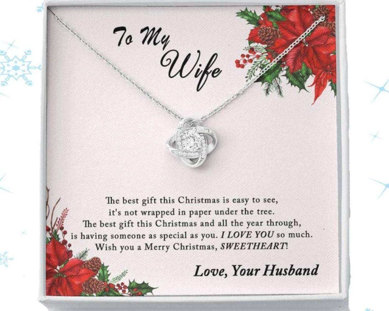 Wife Necklace, Necklace Gift For Wife From Husband, First Married Christmas Gift For Karwa Chauth Rakva